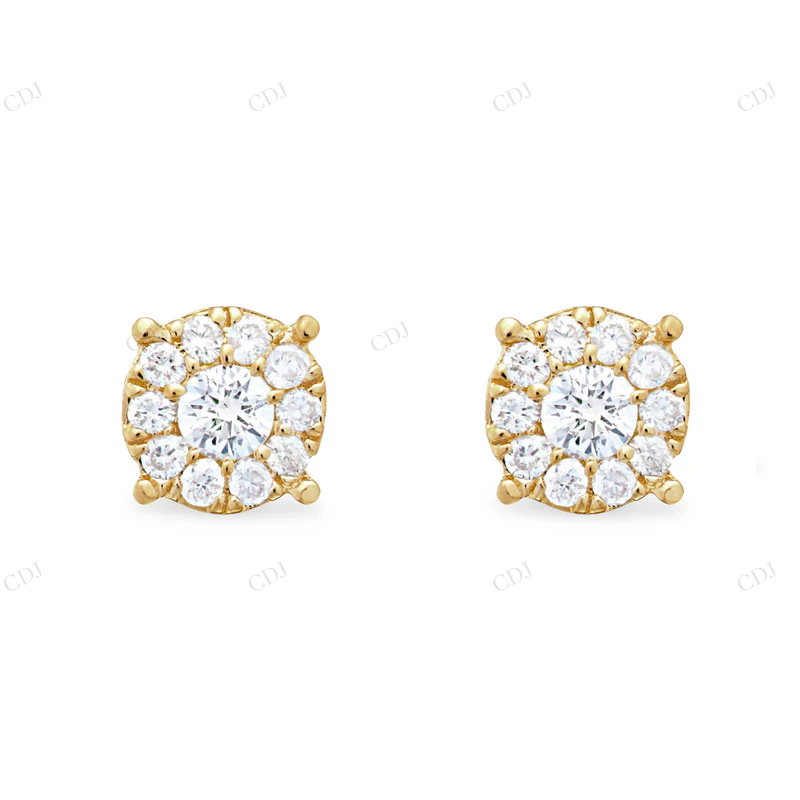 14k Yellow Gold 0.40ct Diamond Cluster Earrings Stud earrings CustomDiamJewel
