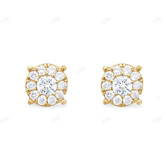 14k Yellow Gold 0.40ct Diamond Cluster Earrings Stud earrings CustomDiamJewel