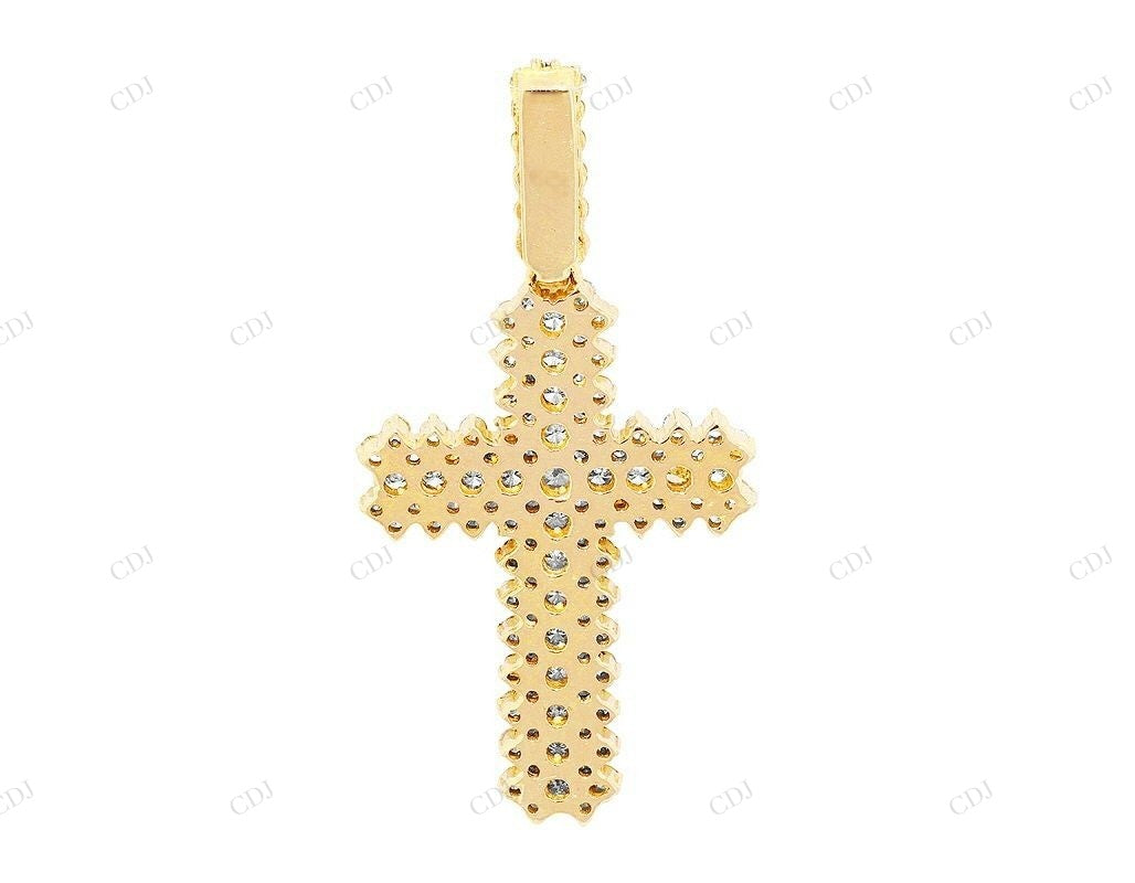 Modern Cross Lab Grown Diamond 14K Yellow Gold Pendant Hip Hop Pendent CustomDiamJewel