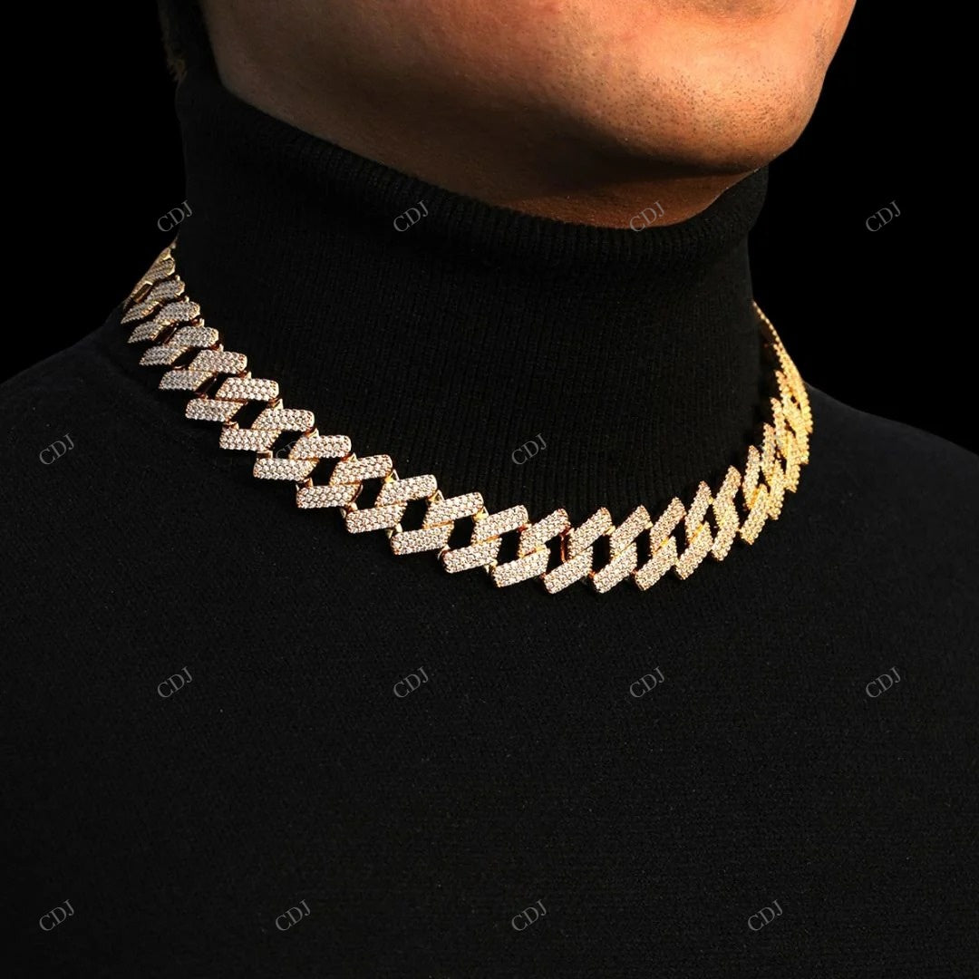 VVS Moissanite Silver Square Cuban Chain Gift For CustomDiamJewel