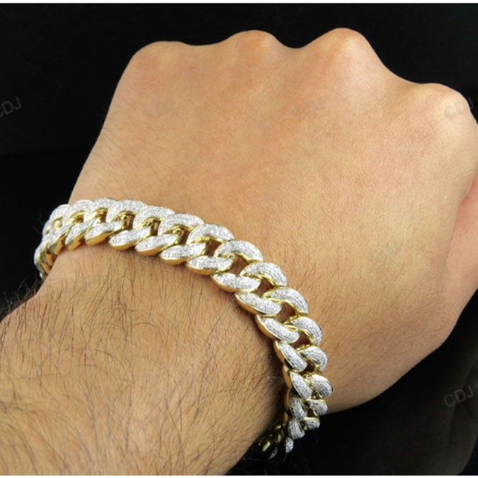 Hip Hop Style Silver Moissanite Cuban Bracelet hip hop jewelry CustomDiamJewel