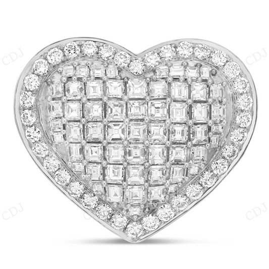 Sterling Silver Moissanite Halo Heart Ring for Men hip hop jewelry CustomDiamJewel