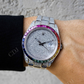 Rainbow Baguette Bezel Customized Iced Out Rolex Watch customdiamjewel
