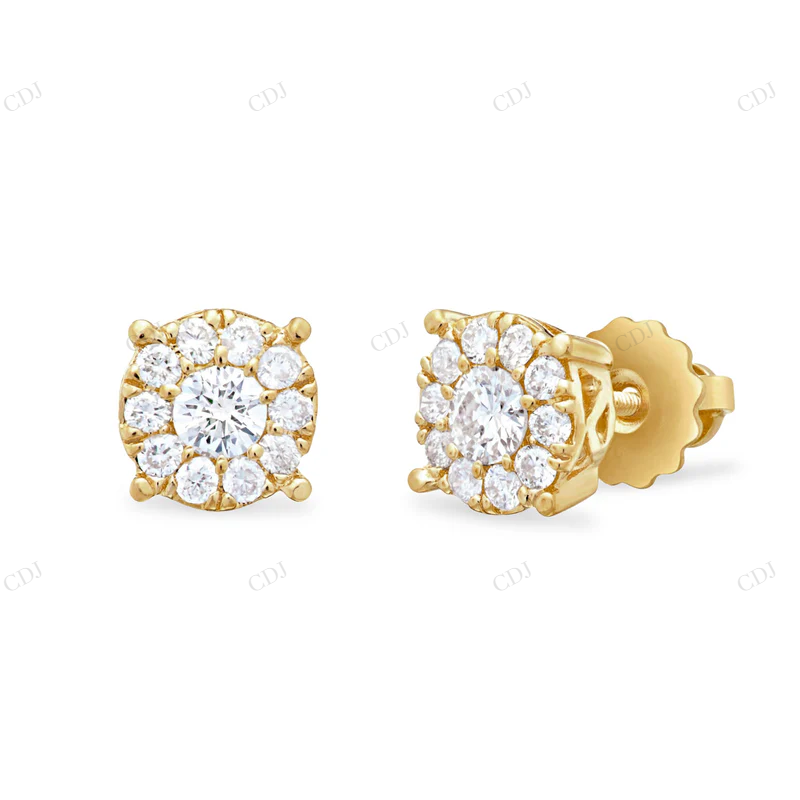 14k Yellow Gold 0.40ct Diamond Cluster Earrings Stud earrings CustomDiamJewel