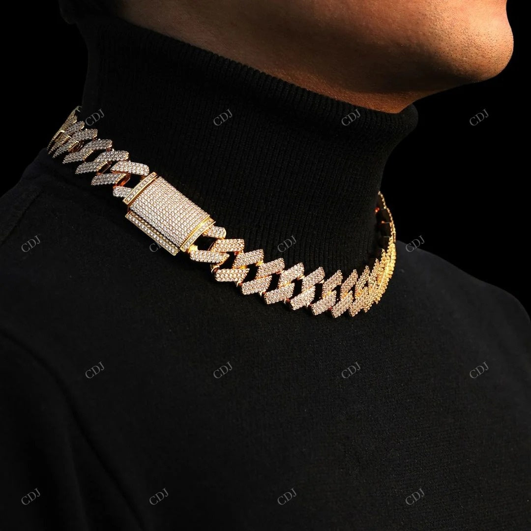 VVS Moissanite Silver Square Cuban Chain Gift For CustomDiamJewel