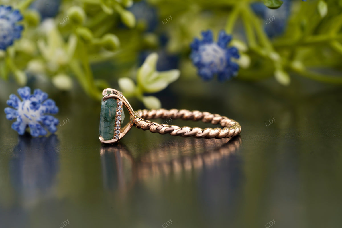 Nature Inspired Cushion Moss Agate Ring customdiamjewel