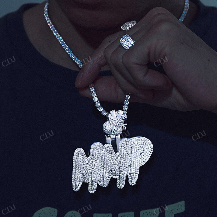 Iced Out Moissanite Diamond Letter Pendant hip hop jewelry CustomDiamJewel