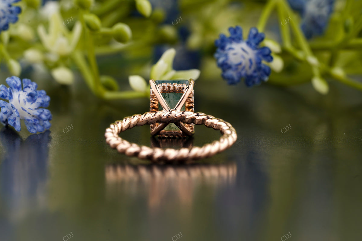 Nature Inspired Cushion Moss Agate Ring customdiamjewel
