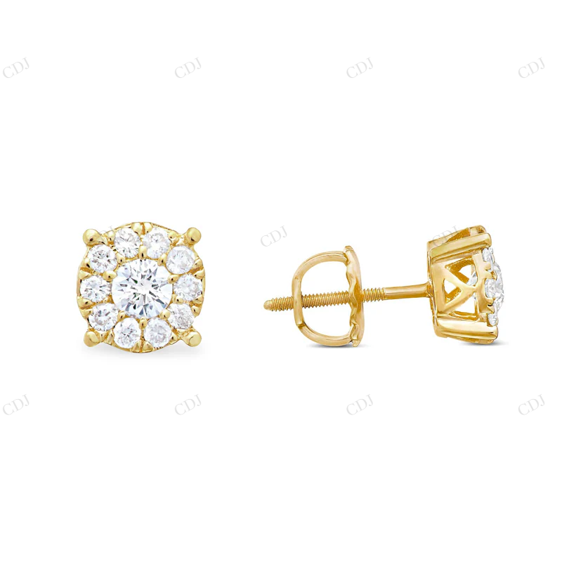 14k Yellow Gold 0.40ct Diamond Cluster Earrings Stud earrings CustomDiamJewel