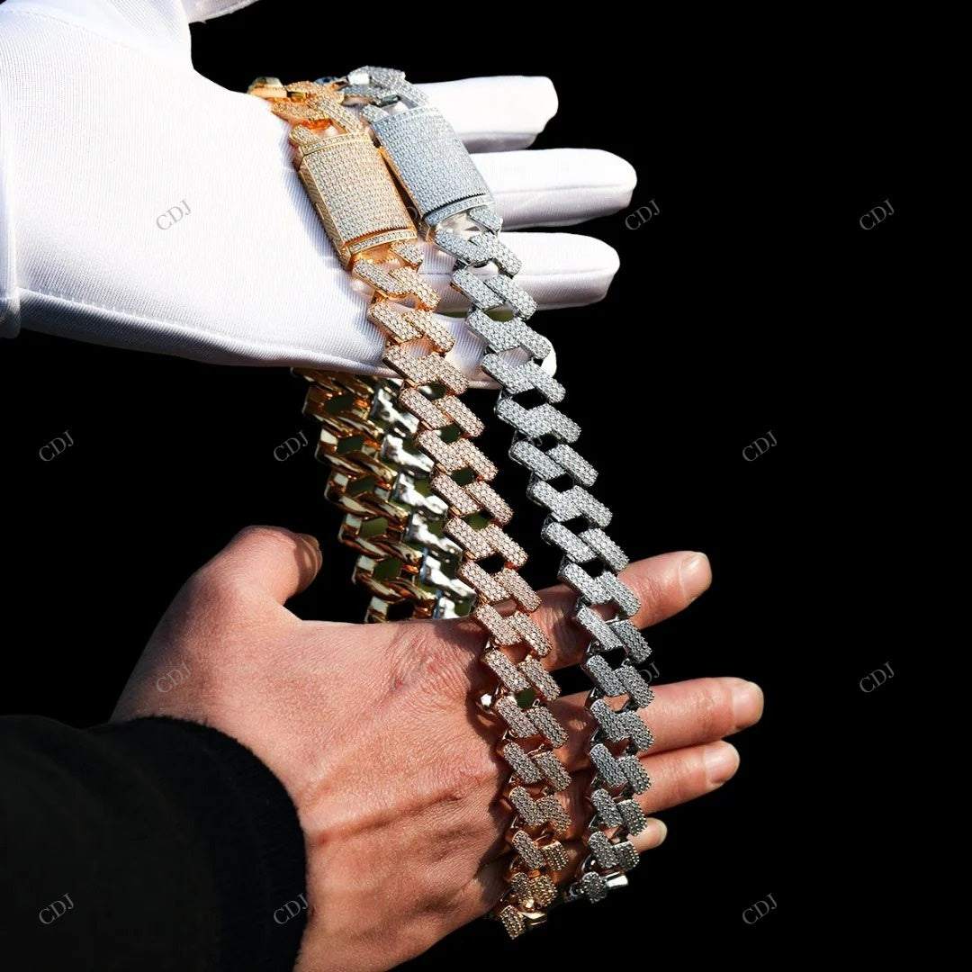 VVS Moissanite Silver Square Cuban Chain Gift For CustomDiamJewel