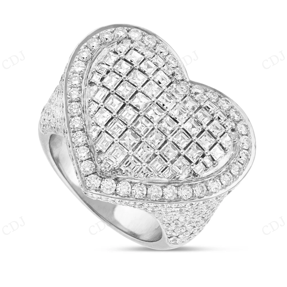 925 Sterling Silver Moissanite Heart Ring for Men hip hop jewelry CustomDiamJewel