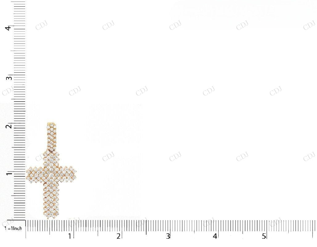 Modern Cross Lab Grown Diamond 14K Yellow Gold Pendant Hip Hop Pendent CustomDiamJewel