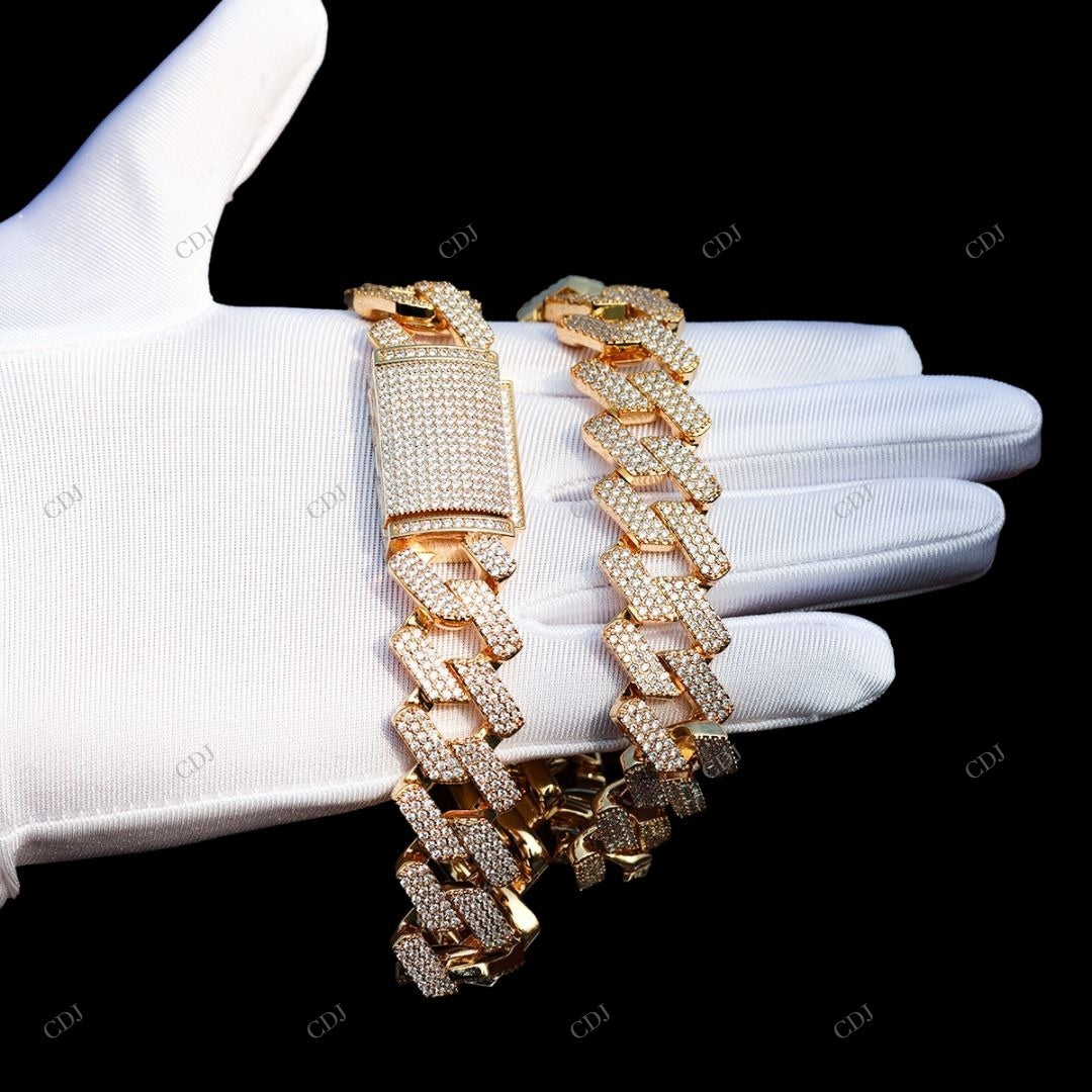 VVS Moissanite Silver Square Cuban Chain Gift For CustomDiamJewel