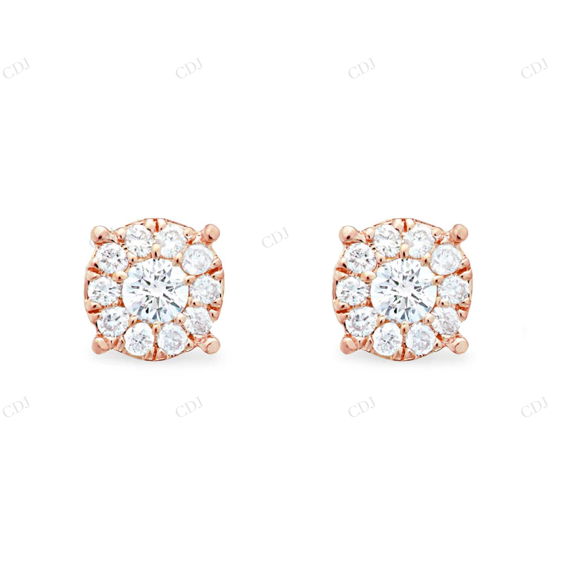 14k Yellow Gold 0.40ct Diamond Cluster Earrings Stud earrings CustomDiamJewel