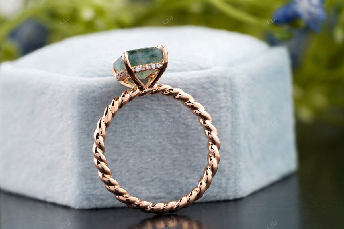 Nature Inspired Cushion Moss Agate Ring customdiamjewel