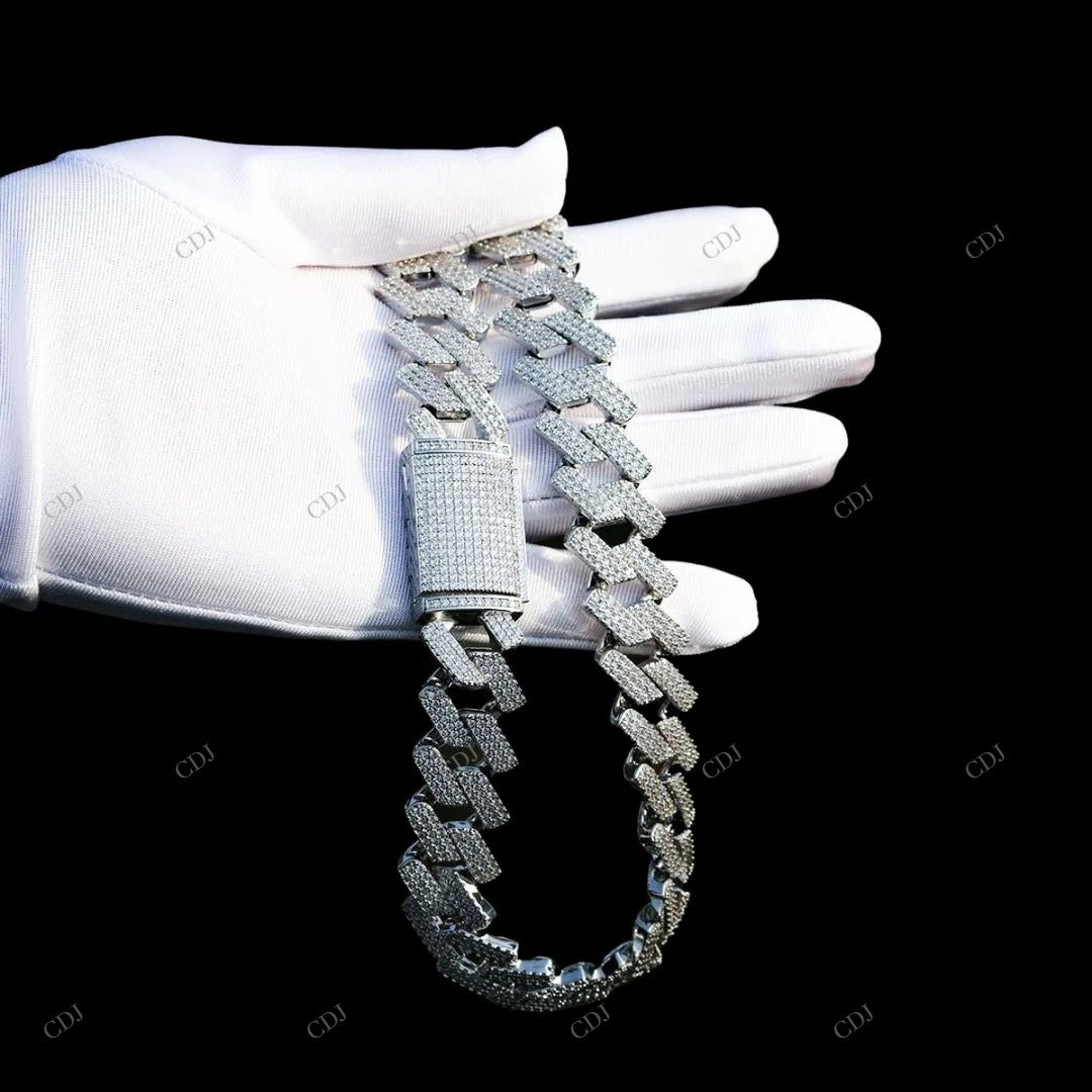 VVS Moissanite Silver Square Cuban Chain Gift For CustomDiamJewel
