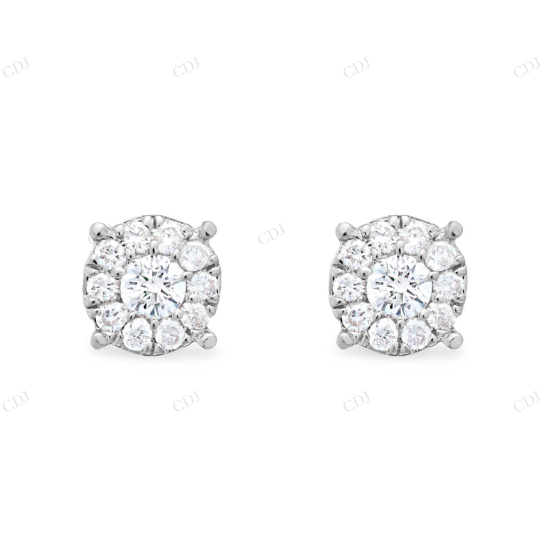 14k Yellow Gold 0.40ct Diamond Cluster Earrings Stud earrings CustomDiamJewel