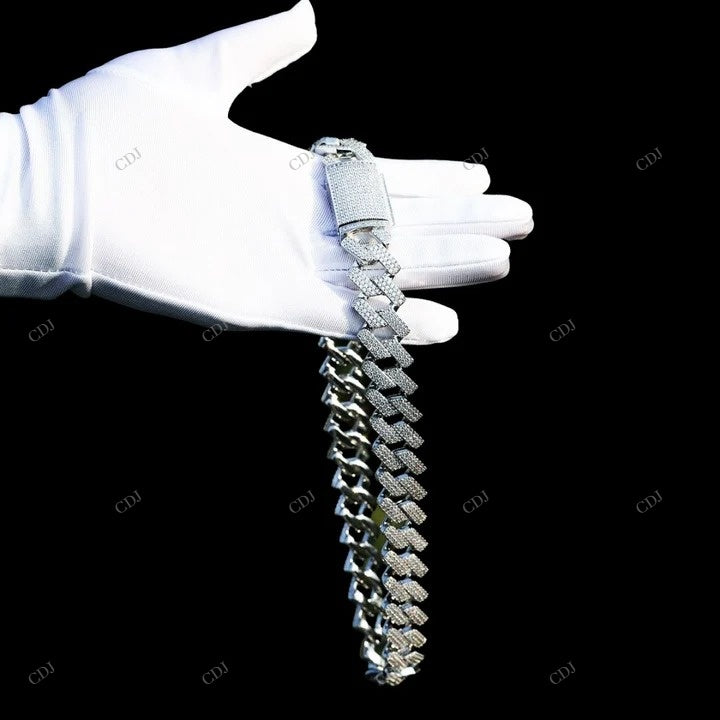 VVS Moissanite Silver Square Cuban Chain Gift For CustomDiamJewel