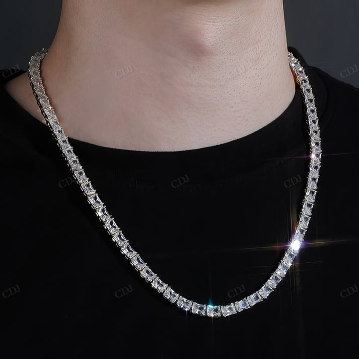 6MM Baguette Diamond Silver Tennis Chain hip hop jewelry CustomDiamJewel