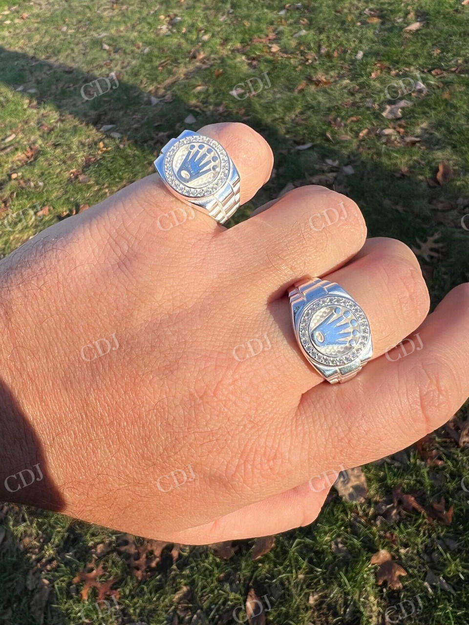 White Gold CVD diamond Rolex Crown Watch Ring  customdiamjewel   