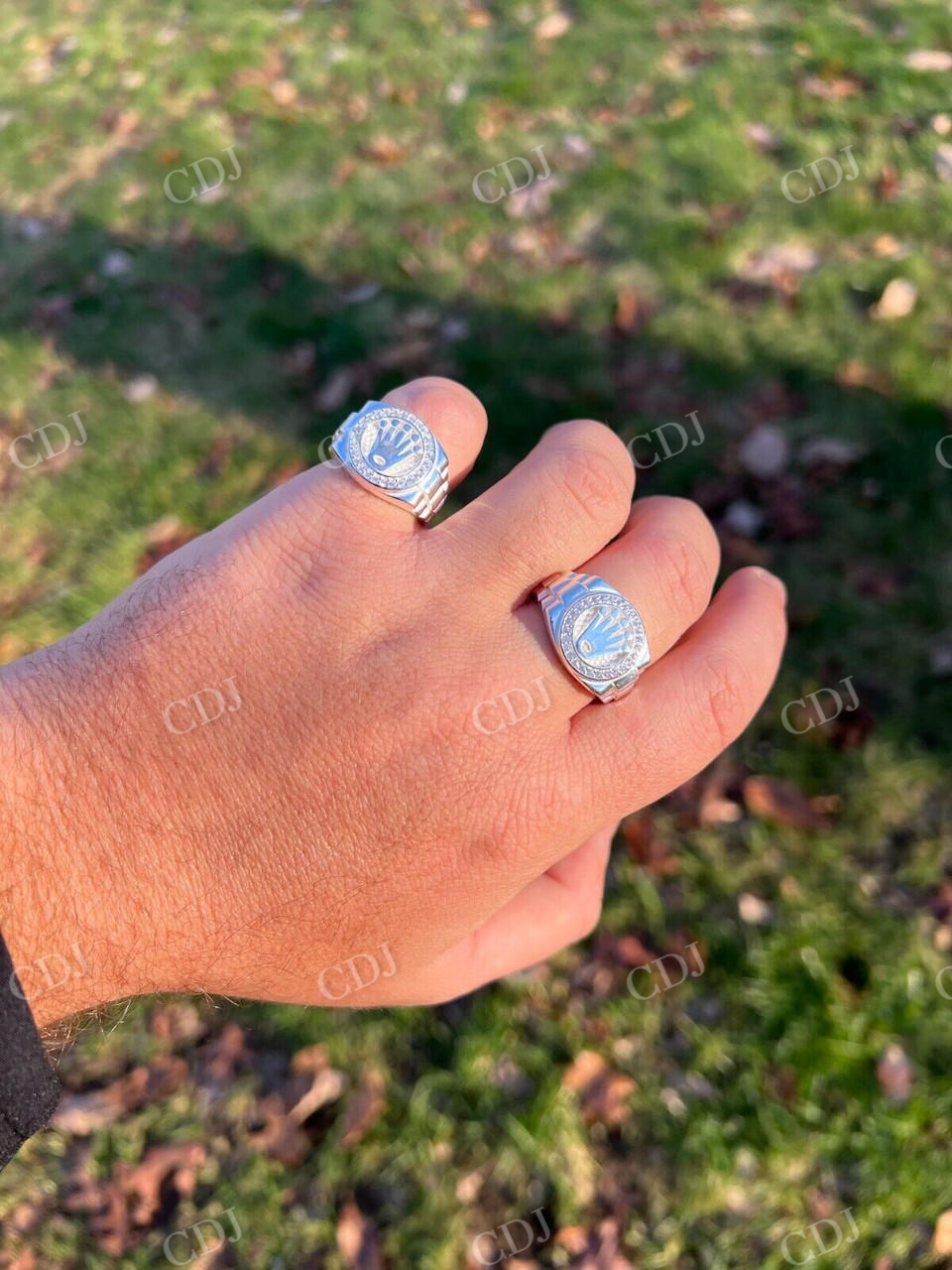 White Gold CVD diamond Rolex Crown Watch Ring  customdiamjewel   