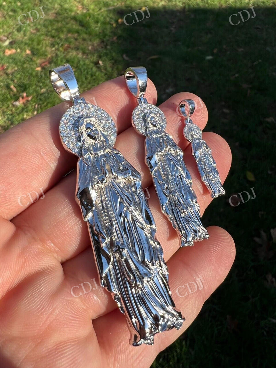 Moissanite 925 Sterling Silver Mary Guadalupe Pendant  customdiamjewel   