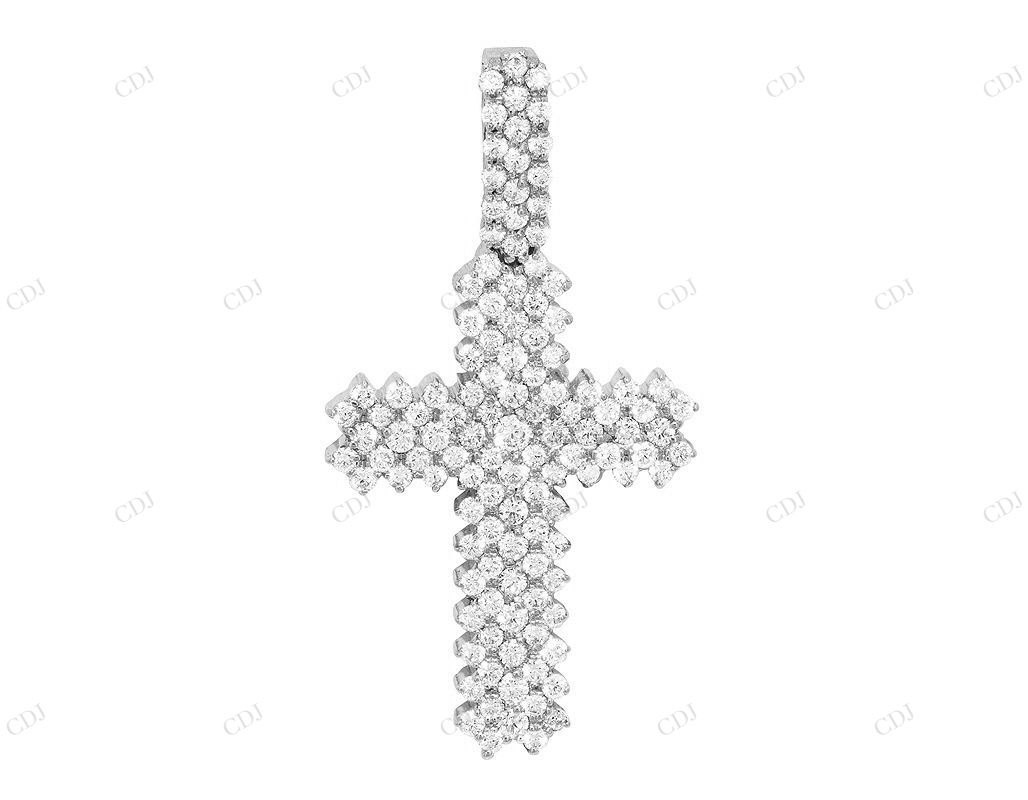 Modern Cross Lab Grown Diamond 14K Yellow Gold Pendant Hip Hop Pendent CustomDiamJewel