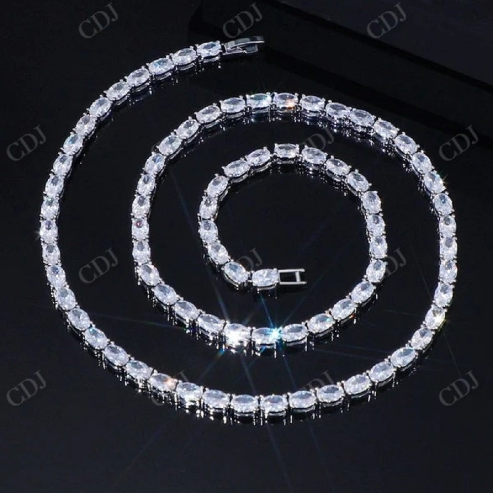 Oval Cut Diamond Hip Hop Tennis Chain  CustomDiamJewel   