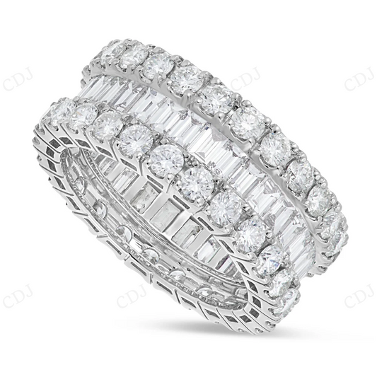 10Kt White Gold Moissanite Baguette Eternity Band Ring hip hop jewelry CustomDiamJewel