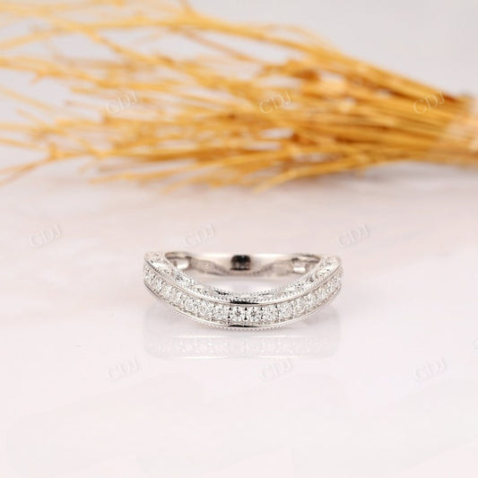 0.3CTW Vintage Curved Natural Diamond Wedding Band