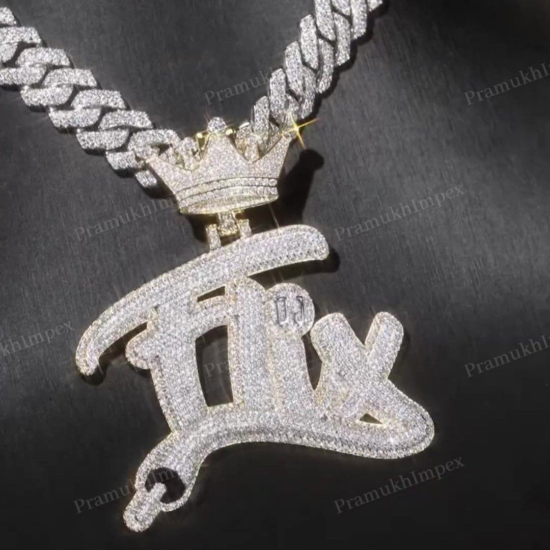 Customized Initial Letter Iced Out Pendant hip hop jewelry CustomDiamJewel   