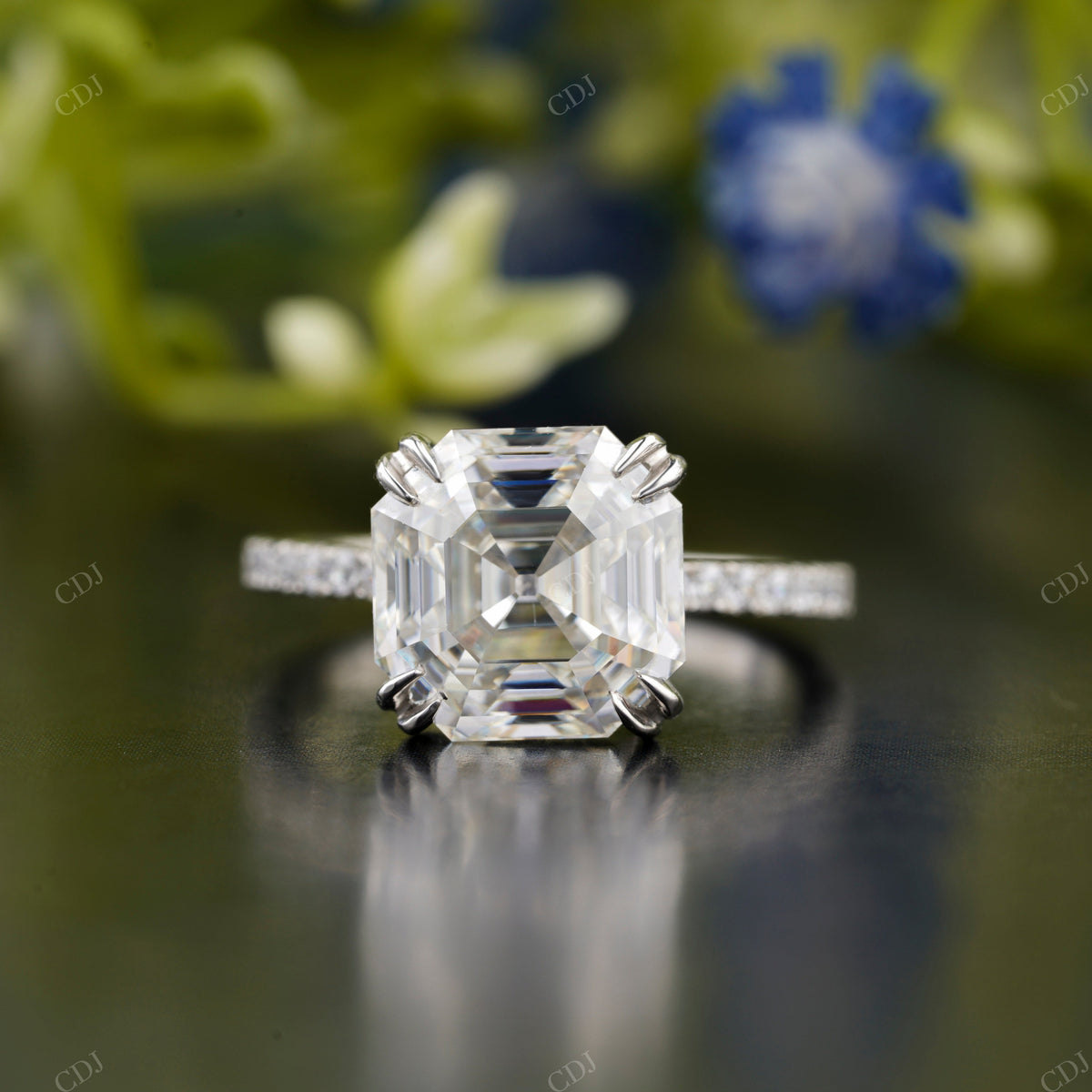 Asscher Lab-Grown Diamond Solitaire Ring customdiamjewel