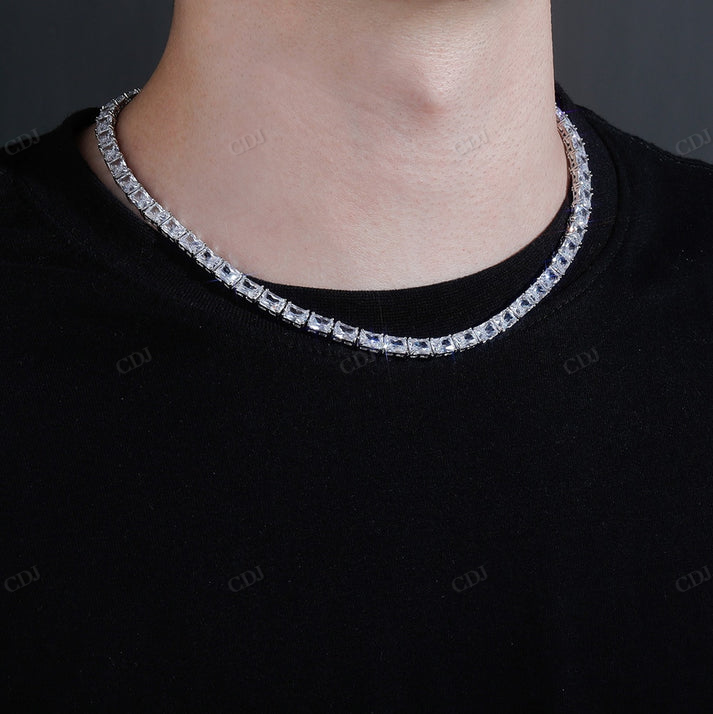 6MM Baguette Diamond Silver Tennis Chain hip hop jewelry CustomDiamJewel