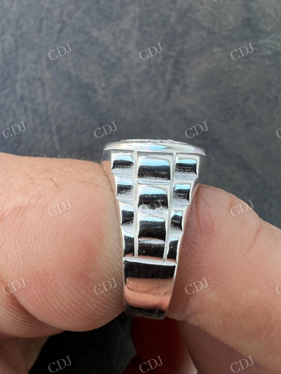 White Gold CVD diamond Rolex Crown Watch Ring  customdiamjewel   