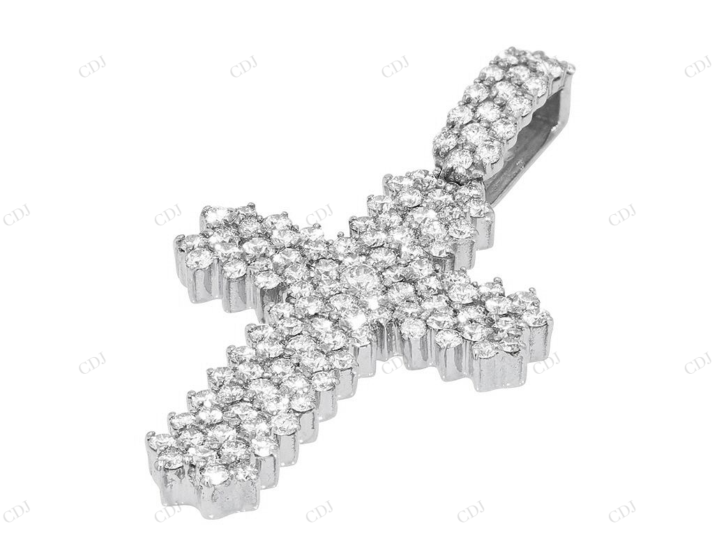 Modern Cross Lab Grown Diamond 14K Yellow Gold Pendant Hip Hop Pendent CustomDiamJewel