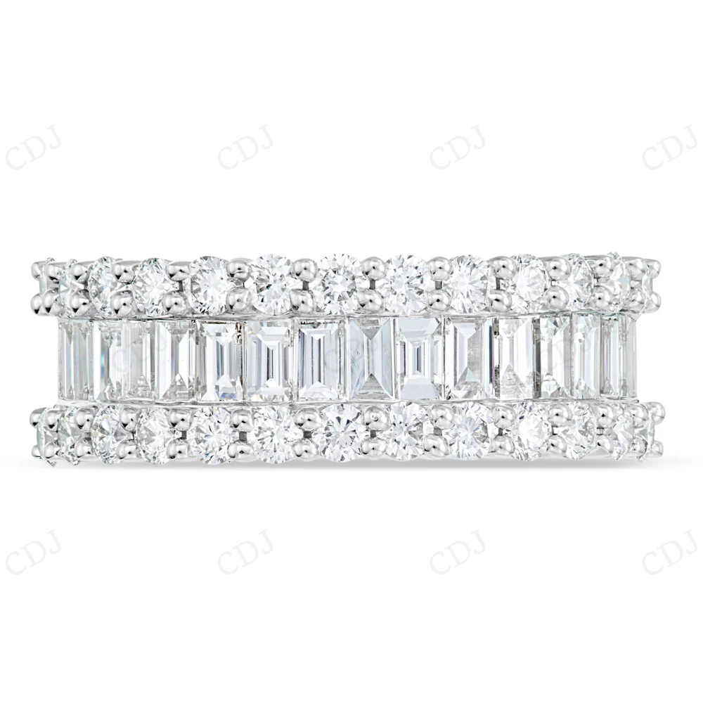 10Kt White Gold Moissanite Baguette Eternity Band Ring hip hop jewelry CustomDiamJewel