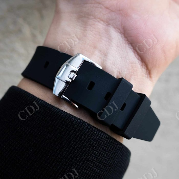 HipHop Customized Black Rubber Belt Rolex Watch customdiamjewel