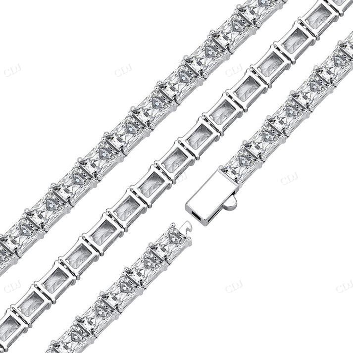 6MM Baguette Diamond Silver Tennis Chain hip hop jewelry CustomDiamJewel