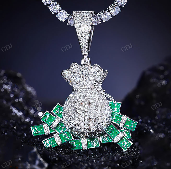 Hip Hop Iced Out Enamel Doller Bag Pendant hip hop jewelry CustomDiamJewel