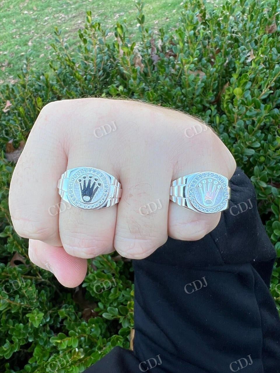 White Gold CVD diamond Rolex Crown Watch Ring  customdiamjewel   