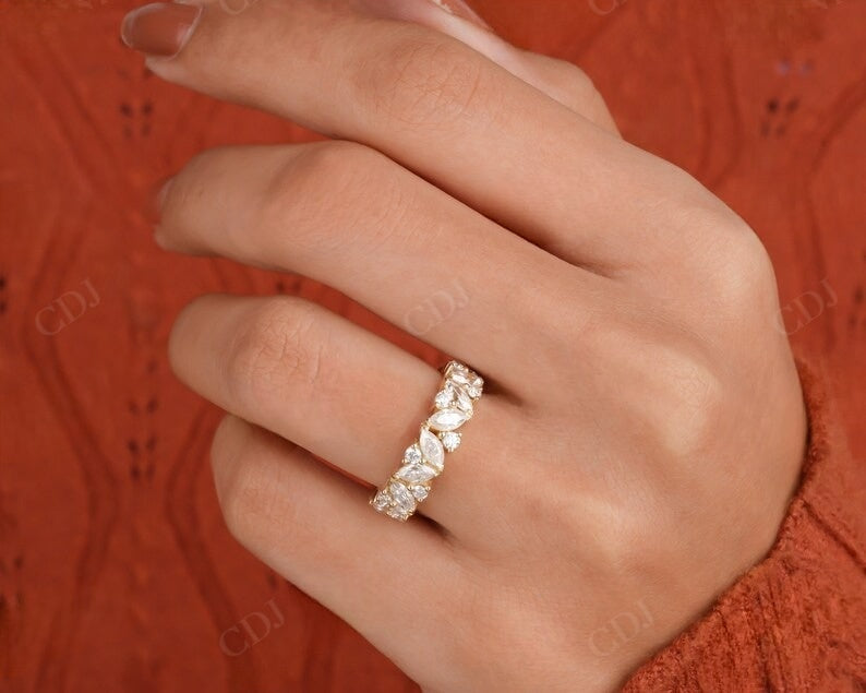 Round Marquise Cluster 0.56CTW Lab Grown Diamond Wedding Band  customdiamjewel   