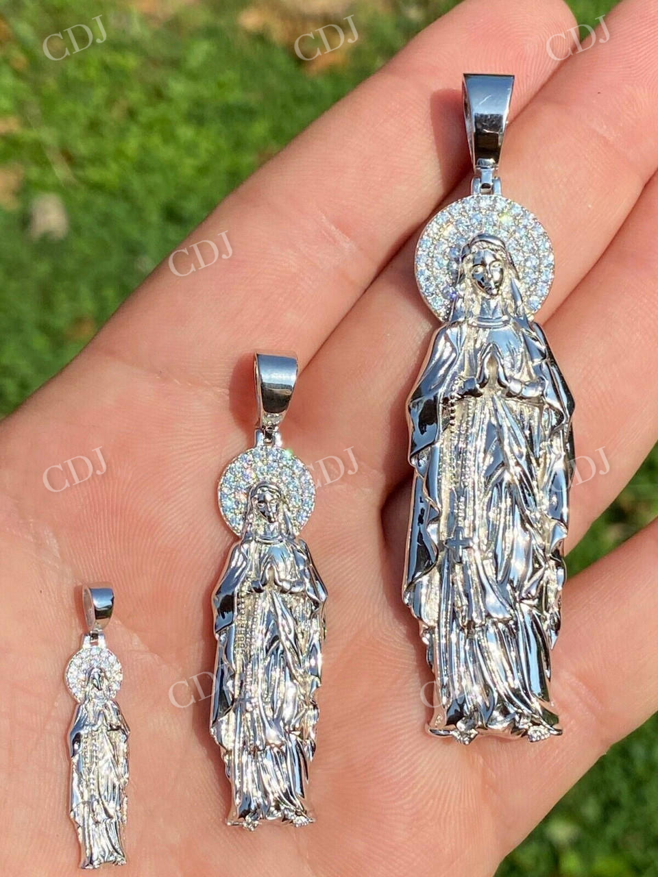Moissanite 925 Sterling Silver Mary Guadalupe Pendant  customdiamjewel   