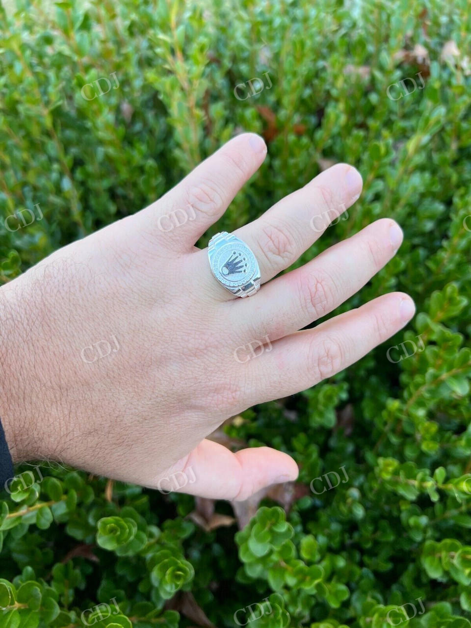 White Gold CVD diamond Rolex Crown Watch Ring  customdiamjewel   