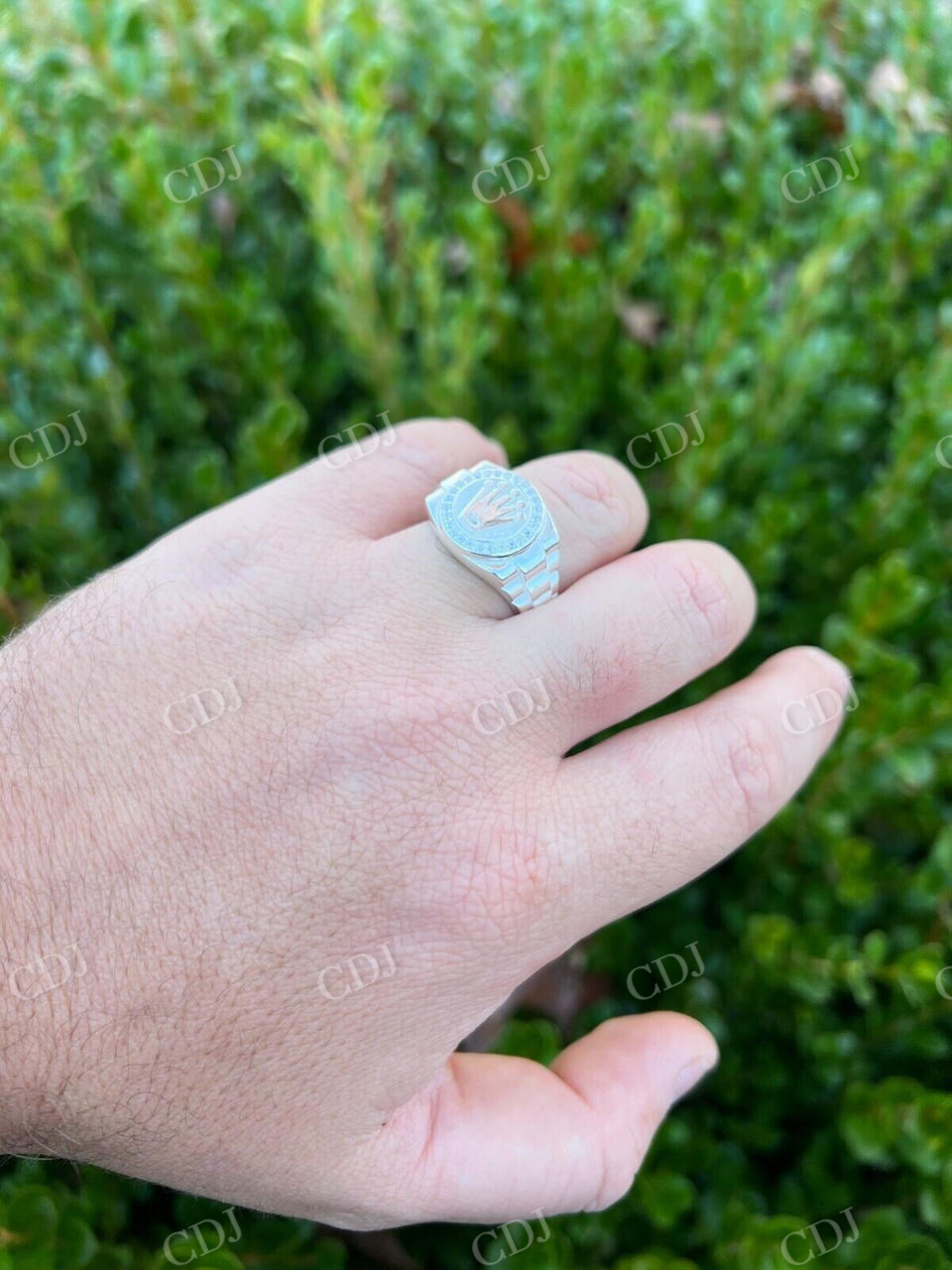 White Gold CVD diamond Rolex Crown Watch Ring  customdiamjewel   