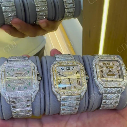 High Quality VVS1 Moissanite Diamond Set Hip Hop Iced Out Watches hip hop jewelry CustomDiamJewel