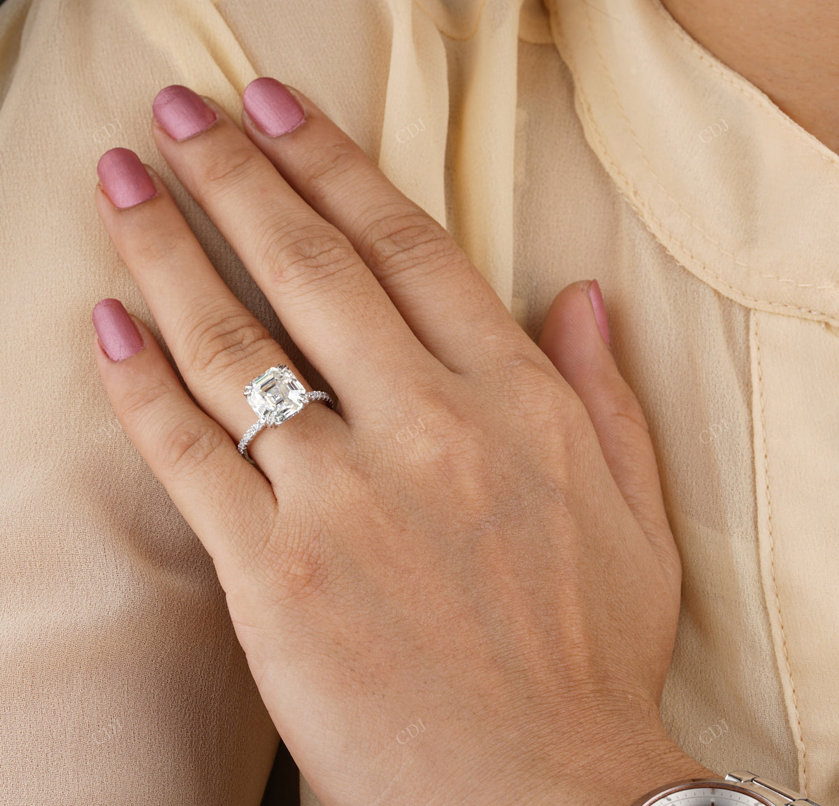 Asscher Lab-Grown Diamond Solitaire Ring customdiamjewel