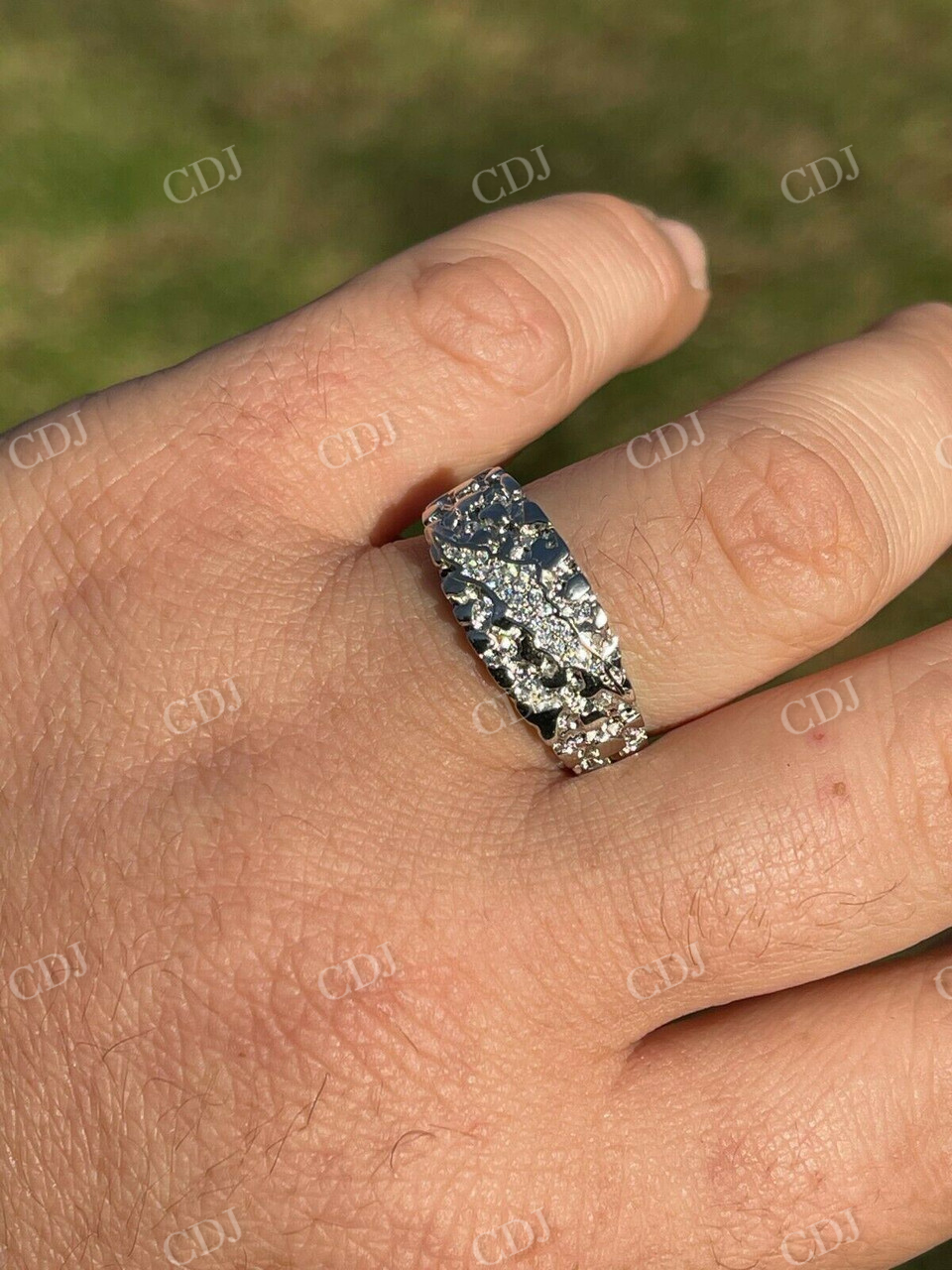 Iced Diamond Nugget Band Hip Hop Ring  customdiamjewel   