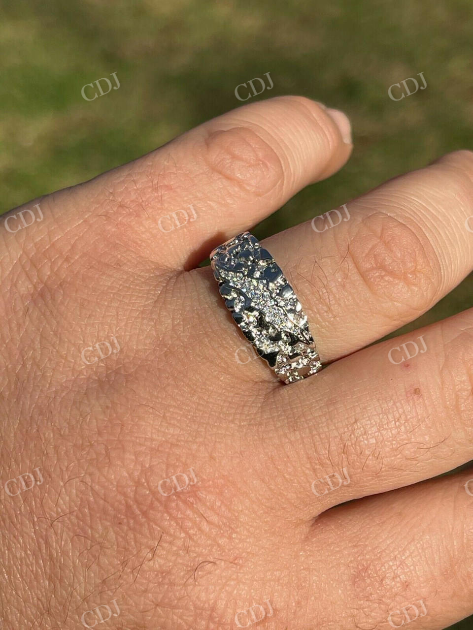 Iced Diamond Nugget Band Hip Hop Ring  customdiamjewel   