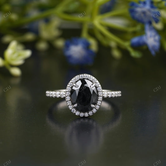 Black Oval Cut Pavé Halo Ring customdiamjewel