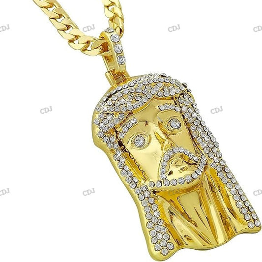 Custom Gold Plated Luxury Jesus Pendant hip hop jewelry CustomDiamJewel